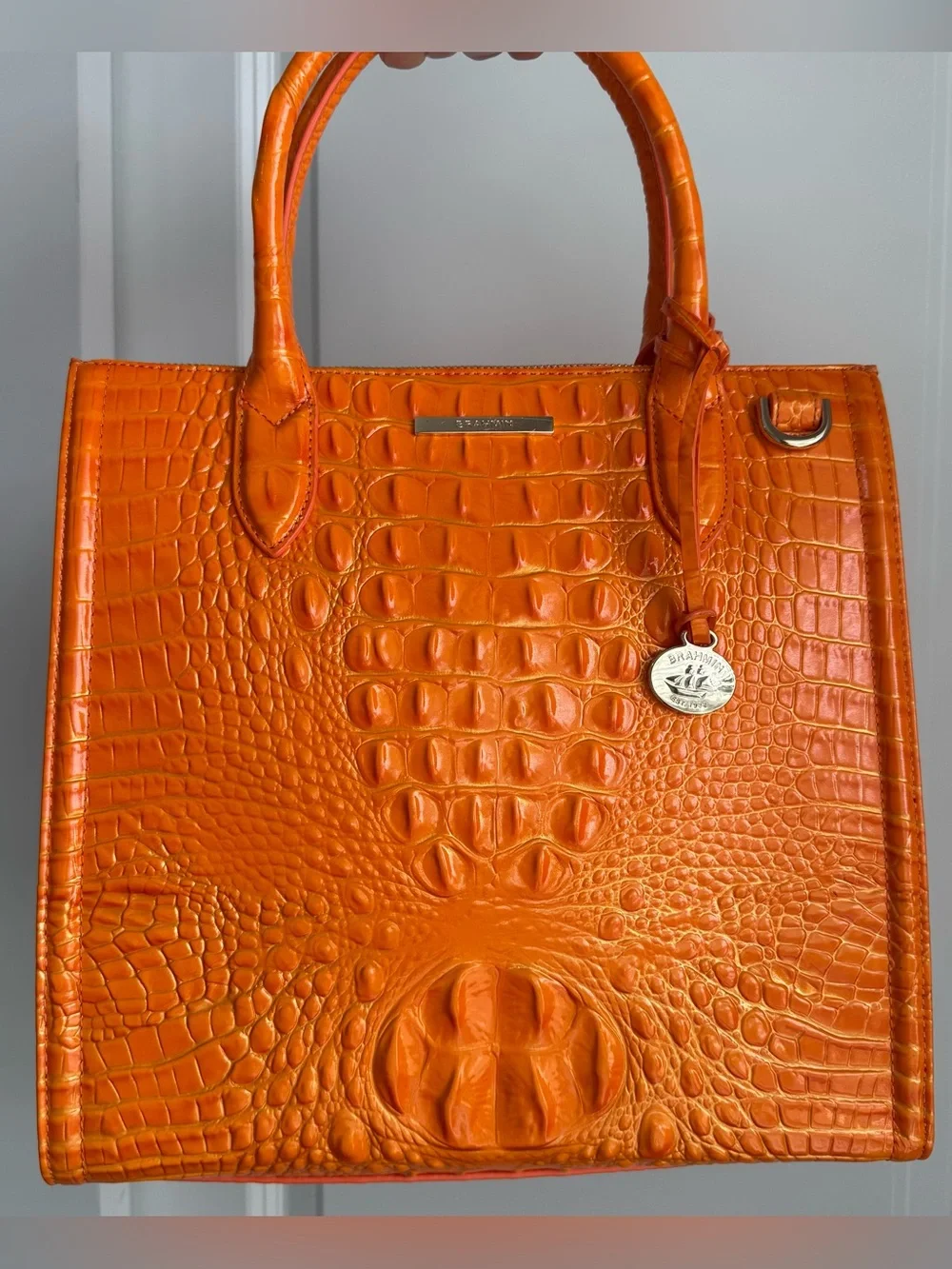 Brahmin Caroline Mango Orange Melbourne Leather Handbag Satchel